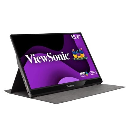 Viewsonic (Originated from USA) 16 Inch FHD IPS Portable Monitor Bezel Less,2 Way Powered 60W Charge Back One Cable Solution USB-C,2 x Speakers, Metallic Body - VG1655