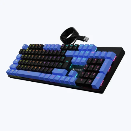 ZEBRONICS Nitro Plus Mechanical Keyboard, 104 Keys, Clicky Blue Switches, Integrated Multimedia Keys, Multicolor LED, Windows Lock Function, 1.5m Durable Cable (Black)